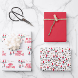 Niedliches Weihnachtszwergpapier Geschenkpapier Set
