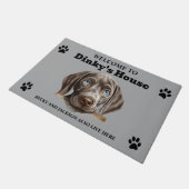 Niedliches Weimaraner-Hund-Foto Fußmatte (Schrägansicht)