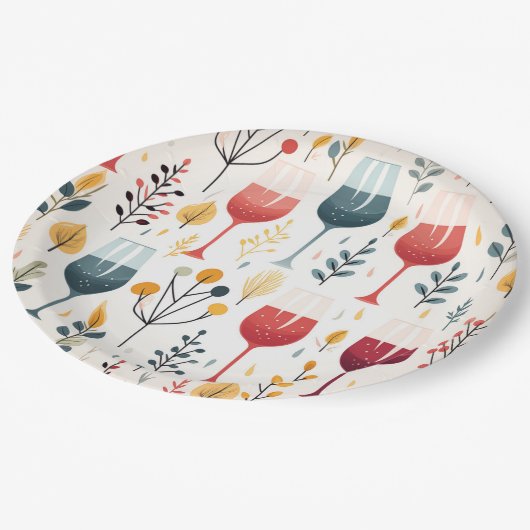 Niedliches Weinbecher Pappteller (Schrägansicht)