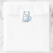 Niedliches Weiß-Arctic-Fox-Comic Quadratischer Aufkleber (Tasche)