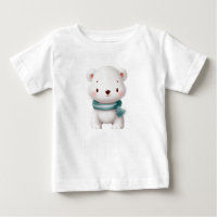 Niedliches Weiß Bär Säugling T-Shirt, Winter Baby