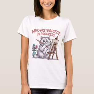 Niedliches Weiß Perseres Katzengemälde T-Shirt