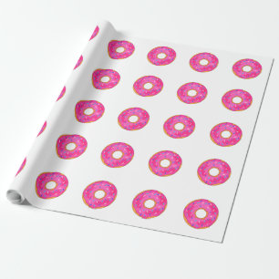 Niedliches Weiß- und Rosa Donut-Muster Geschenkpapier