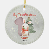 Niedliches weiße Kaninchen Keramik Ornament (Vorne)