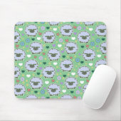 Niedliches weiße Schaf-Grün-Muster Mousepad (Mit Mouse)