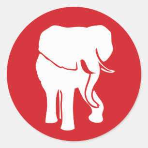 Niedliches weißer Elefant-Logo, wählen Runder Aufkleber