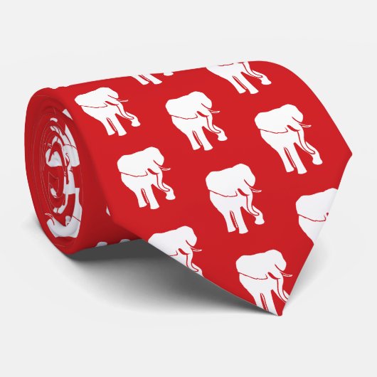 Niedliches weißer Elefant-Muster auf Rot oder Krawatte (Gerollt)