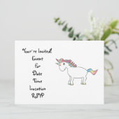 Niedliches Weißer Regenbogenunicorn Einladung (Stehend Vorderseite)