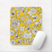 Niedliches, weißes, blumengelbes Design Mousepad (Mit Mouse)