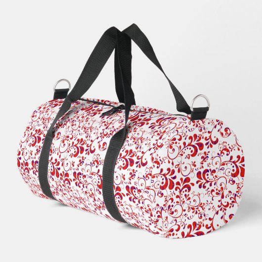 Niedliches, weißes Blumenmuster Duffle Bag (Linke Seite)