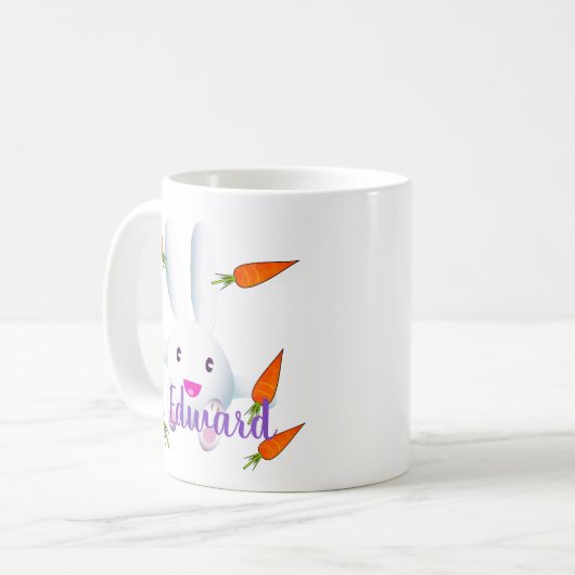 Niedliches Weißes Bunny & Carrots Kaffeetasse (Vorderseite Links)