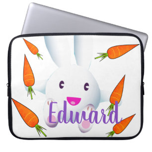 Niedliches Weißes Bunny & Carrots Laptopschutzhülle