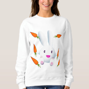 Niedliches Weißes Bunny & Carrots Sweatshirt
