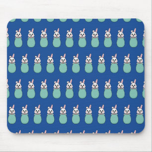Niedliches Weißes Bunny Holding Ostereier Muster Mousepad