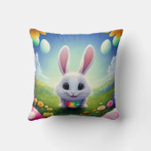 Niedliches Weißes Bunny mit Ostereiern Kissen (Rückseite)