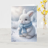 Niedliches weißes Bunny mit Winterskarte Karte (Gelbe Blume)