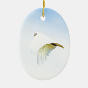 Niedliches weißes Cockatoo auf dem Flug Australie Keramik Ornament