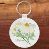 Niedliches weißes Daisy Monogram Schlüsselanhänger (Rückseite)