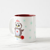 Niedliches Weißes Ei & Schneeflocken Zweifarbige Tasse (Vorderseite Links)