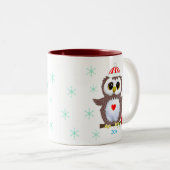 Niedliches Weißes Ei & Schneeflocken Zweifarbige Tasse (VorderseiteRechts)