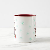 Niedliches Weißes Ei & Schneeflocken Zweifarbige Tasse (Mittel)