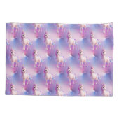 Niedliches weißes Einhorn mit rosa-blauem Mane-Mus Kissenbezug (Rückseite)