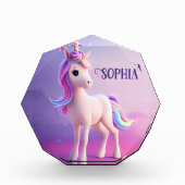 Niedliches weißes Einhorn mit rosa und blauem Mane Fotoblock (Vorderseite)