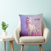 Niedliches weißes Einhorn mit rosa und blauem Mane Kissen (Stuhl )