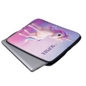 Niedliches weißes Einhorn mit rosa und blauem Mane Laptopschutzhülle (Vorne Knopf)