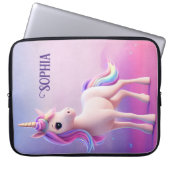 Niedliches weißes Einhorn mit rosa und blauem Mane Laptopschutzhülle (Vorderseite)
