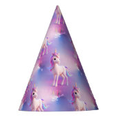 Niedliches weißes Einhorn mit rosa und blauem Mane Partyhütchen (Vorderseite)