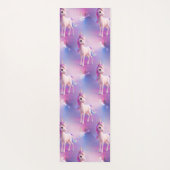 Niedliches weißes Einhorn mit rosa und blauem Mane Yogamatte (Rückseite)