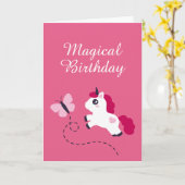 Niedliches Weißes Einhorn mit Schmetterling Karte (Gelbe Blume)