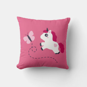 Niedliches Weißes Einhorn mit Schmetterling Kissen