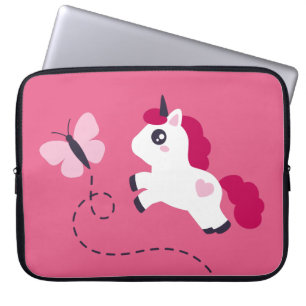 Niedliches Weißes Einhorn mit Schmetterling Laptopschutzhülle