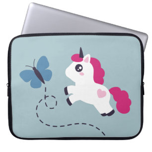 Niedliches Weißes Einhorn mit Schmetterling Laptopschutzhülle
