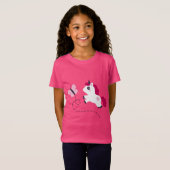 Niedliches Weißes Einhorn mit Schmetterling T-Shirt (Vorne ganz)