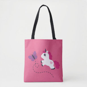 Niedliches Weißes Einhorn mit Schmetterling Tasche