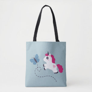 Niedliches Weißes Einhorn mit Schmetterling Tasche