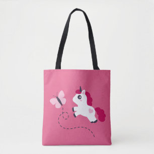 Niedliches Weißes Einhorn mit Schmetterling Tasche