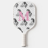 Niedliches weißes Einhornmuster Kids Monogramm Pickleball Schläger (Rückseite)
