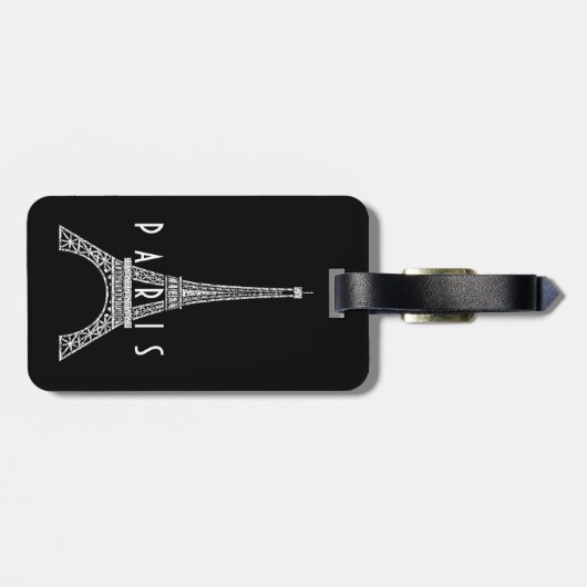 Niedliches weißes Frankreich - Eiffelturm Button Gepäckanhänger (Rückseite horizontal)