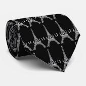 Niedliches weißes Frankreich - Eiffelturm Button Krawatte (Gerollt)