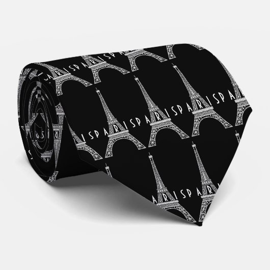 Niedliches weißes Frankreich - Eiffelturm Button Krawatte (Gerollt)