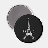 Niedliches weißes Frankreich - Eiffelturm Button Magnet (Vorderseite/Rückseite)