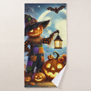 Niedliches, weißes Halloweenschaukeln und Kürbisse Badehandtuch