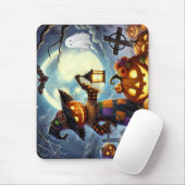 Niedliches, weißes Halloweenschaukeln und Kürbisse Mousepad (Mit Mouse)