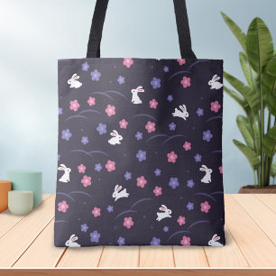 Niedliches weißes Häschen-Kaninchen-und Tasche