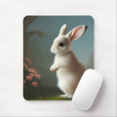 Niedliches Weißes Hasen und Rose Mousepad (Mit Mouse)