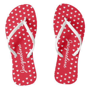 Niedliches weißes Herz Rosy Red Badesandalen